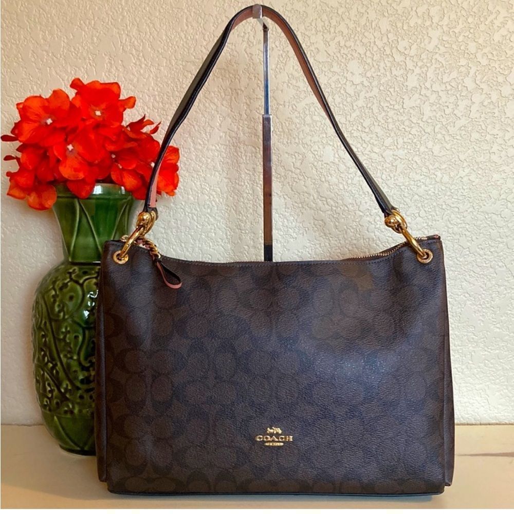 Coach Mia Shoulder Bag In Signature Coated Canvas Gem